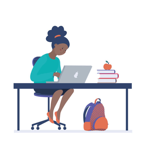 Écolière concentrée